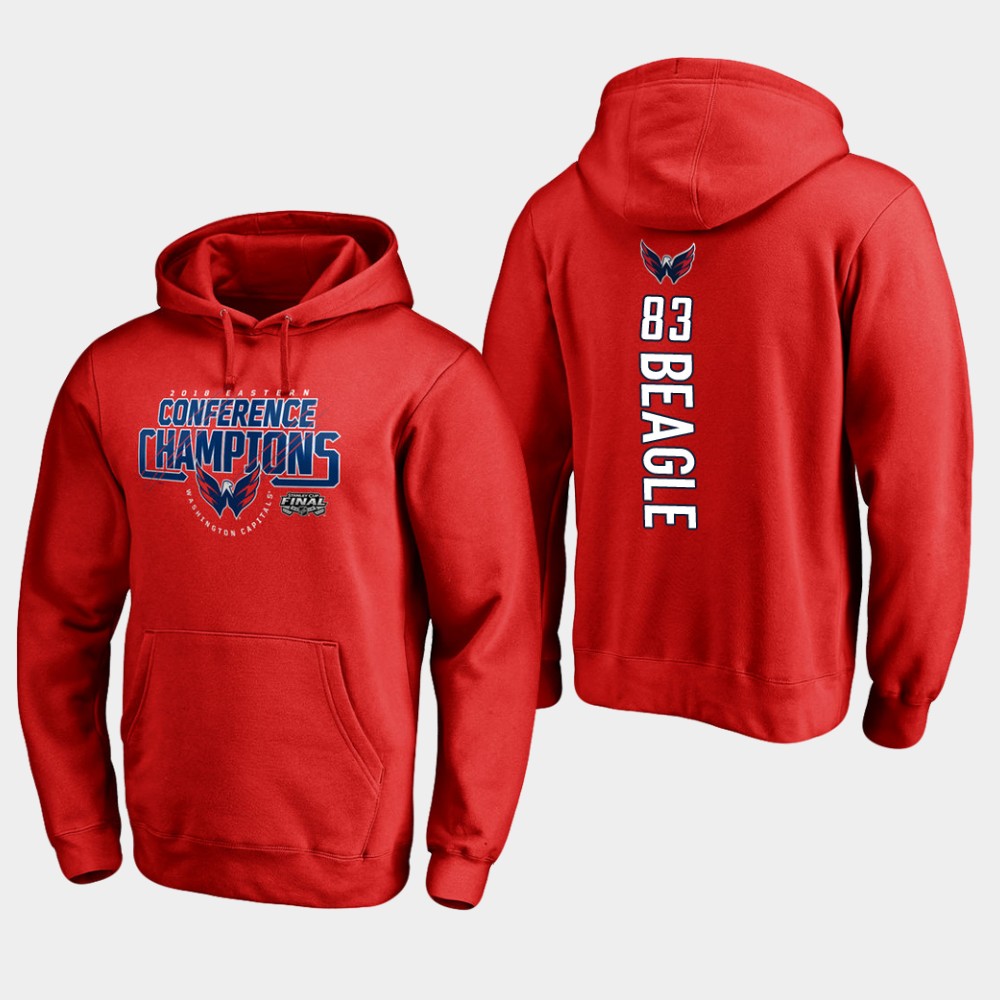 NHL Men Washington capitals #83 jay beagle 2018 eastern conference champions interference red hoodie->new orleans saints->NFL Jersey